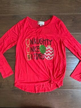 Merry Christmas from Poof! Naughty, Nice, I Tried Sequin Long Sleeve Top S